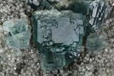 Green Fluorite Crystals on Quartz - China #121998-2